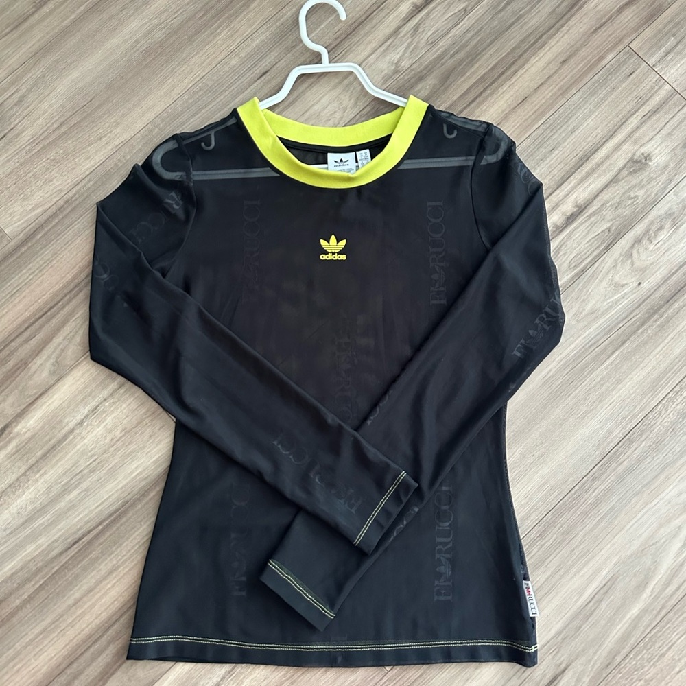 Adidas Black and Yellow Long Sleeve Tee